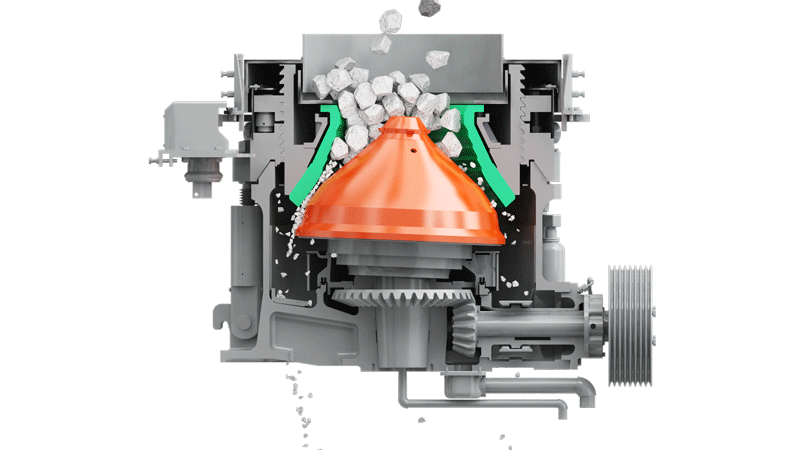 XHP Series Multi Cylinder Hydraulic Cone Crusher WORKING PRINCIPLE